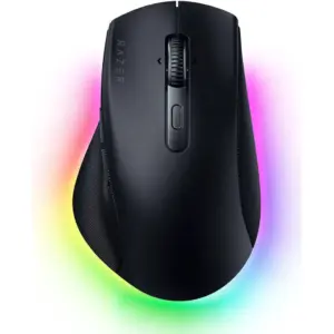 Razer Pro Click V2 Right-Handed Ergonomic RGB Mouse, HyperSpeed Wireless (2.4 GHz), Bluetooth, Up to 3 Hosts, USB-C Wired, 3.5 Months Battery Life, 9 Programmable Buttons, Black | RZ01-03900100-R3M1