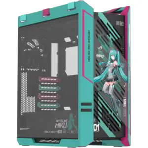 ASUS ROG Strix Helios II Hatsune Miku Edition Mid Tower Computer Case, 4x 140mm Pre-Installed Fans, Up to 420 Radiator & 7x 120mm Fan Support, USB-C 20Gbps, Cable Management | 90DC00W0-B39010