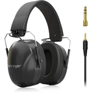 Behringer DH80 Professional Drummer Reference Headphones, 50mm Driver Unit, 20 Hz - 20 kHz Frequency Response, 32 Ohm Impedance, 3.5mm Stereo & 6.3mm Adapter Plug, 3m Cable Length, Black | DH80-BEH