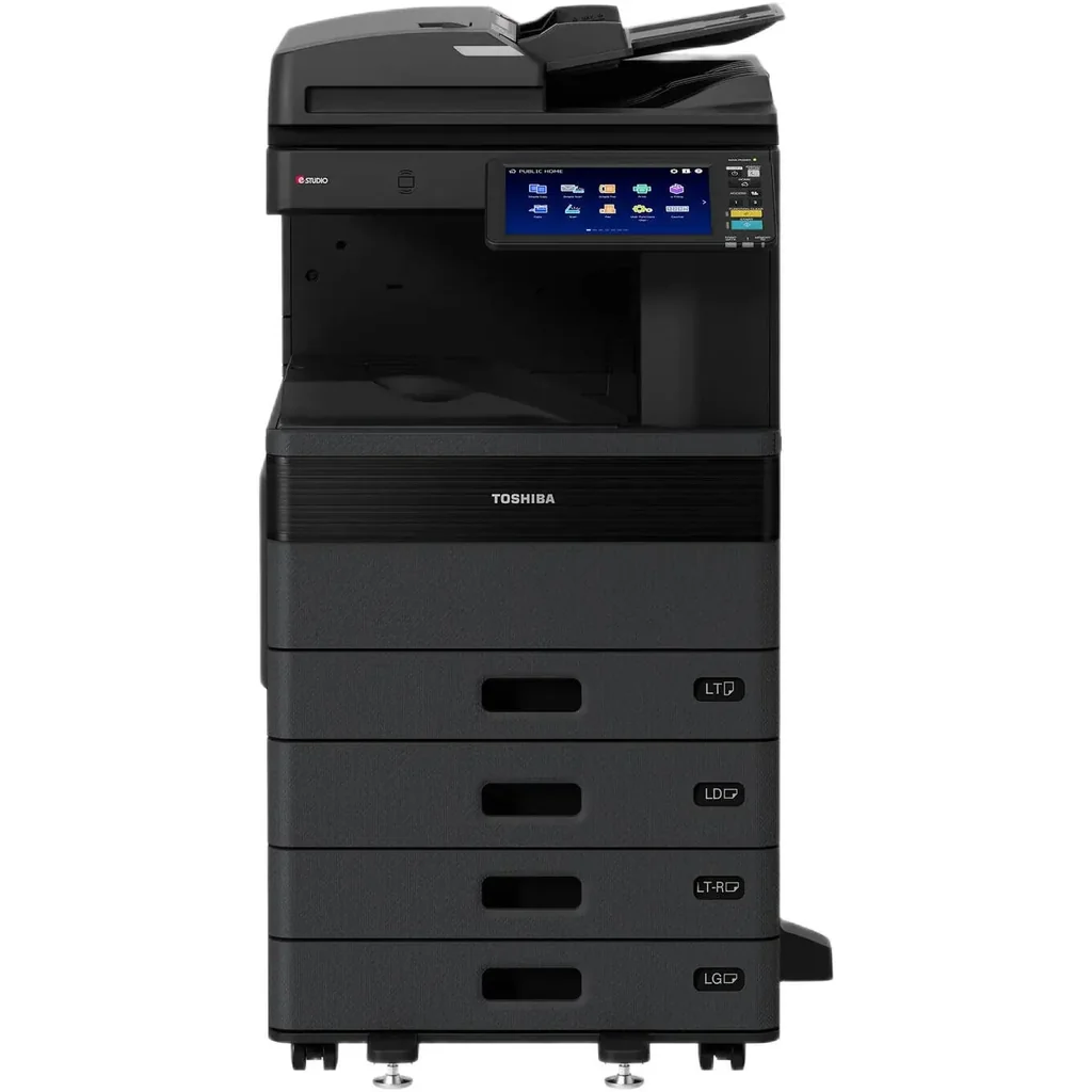 Toshiba E-STUDIO2521AC Multifunction Printer, 25 PPM Print Speed, Up to 73 IPM Scan Speed, 10.1" Color WSVGA Touch Screen Tilting Display, 350-2900 Paper Capacity, Black | E-STUDIO2521AC