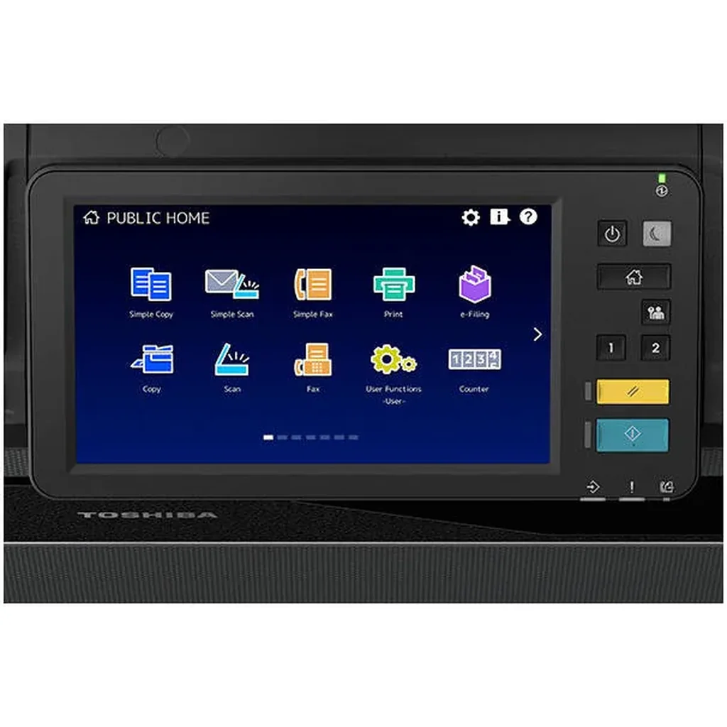 Toshiba e-Studio6526AC Colour Multifunction Printer, Up to 65 PPM Print Speed, 10.1" LCD Colour Touch-Screen, 600x600 DPI Colour Resolution, 3520 Max Paper Sheets Capacity, Black | e-Studio6526AC - Image 2