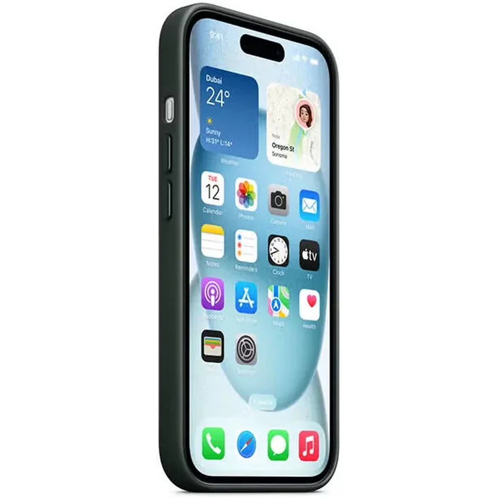 Apple FineWoven Case with MagSafe, Compatible with iPhone 15 Plus, Built-In Magnets, FineWoven Material, Evergreen - Image 3