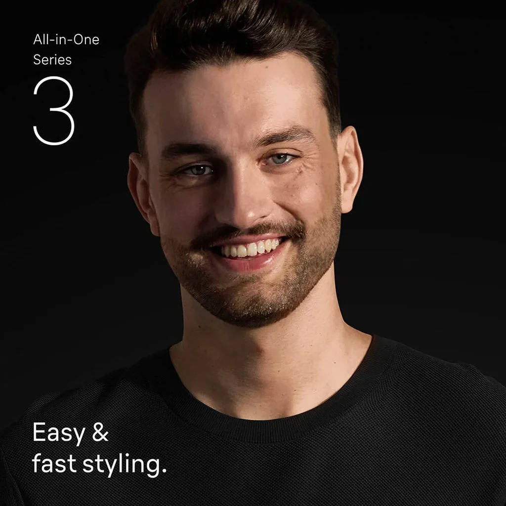 Braun All-in-One Series 3 AIO3500 4-in-1 Grooming Kit, Ultra Sharp Blade, 14 Lengths 0.5-21mm, Sliding Combs 3-11/13-21mm, Sensitive Skin Comb, 50min NiMH Battery, Grey | AIO 3500 - Image 2
