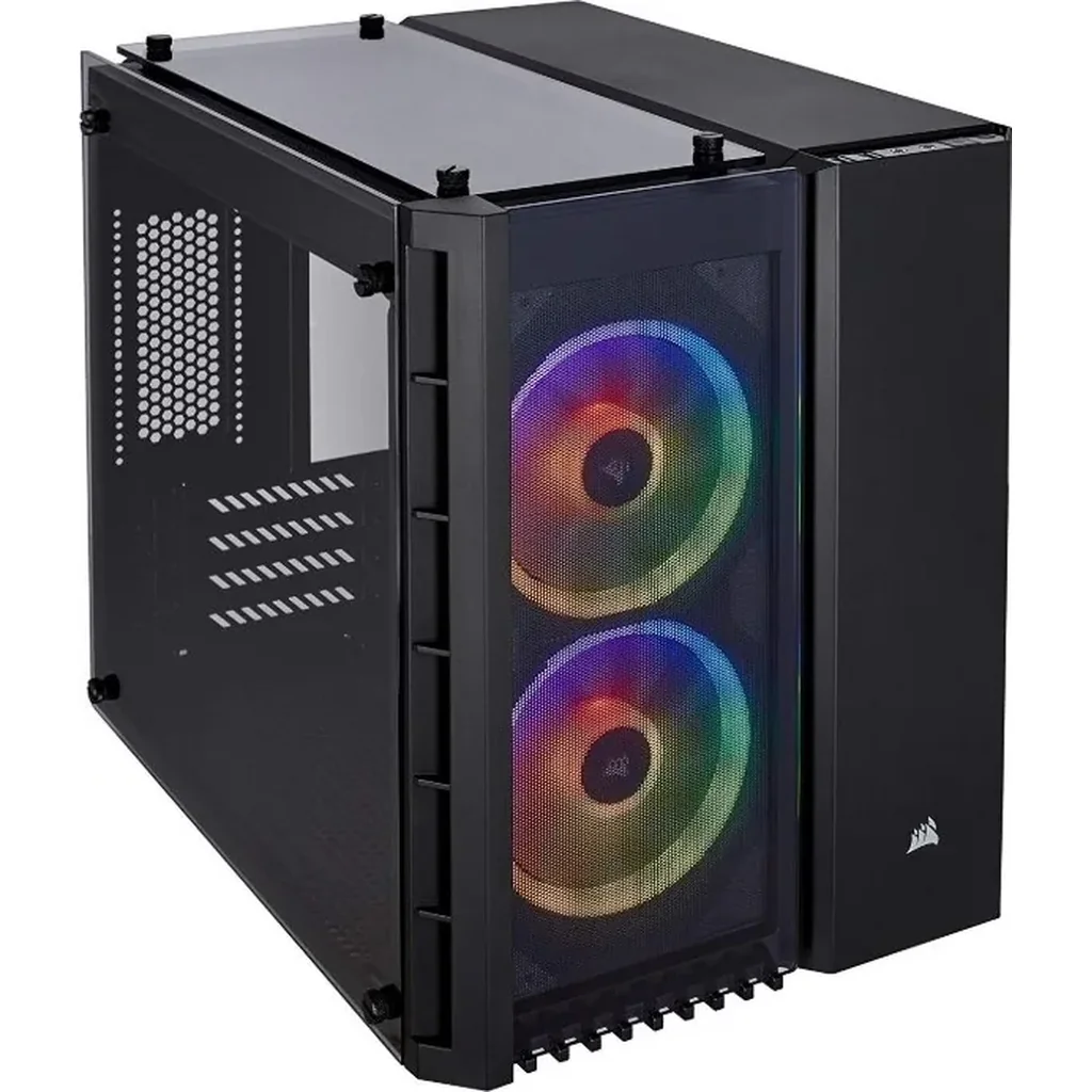 Corsair 280X Crystal RGB Tempered Glass Micro ATX PC Case, Black | CC-9011135-WW