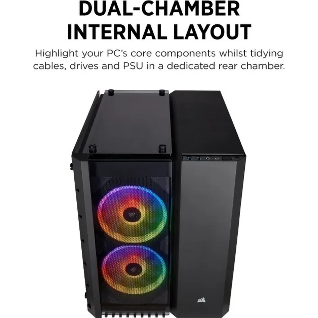 Corsair 280X Crystal RGB Tempered Glass Micro ATX PC Case, Black | CC-9011135-WW - Image 2
