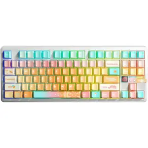 AULA F87 PRO V2 Gasket Mechanical Keyboard, 87 Keys, 80% Layout, Gasket Structure, Fully Hot-Swappable Keys, Meteor Ice Cream Switch, Wireless Tri-Mode (BT/2.4G/Wired), White/Orange | F87PRO V2