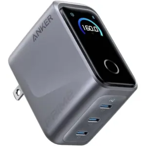 Anker Prime A2687 160W GaN Charger, 3 USB-C Ports PowerIQ 5.0 Smart Display, 150W Single-Port Max, AI Mode App Control, Foldable Plug, ActiveShield 4.0 Safety, Black | A2687241