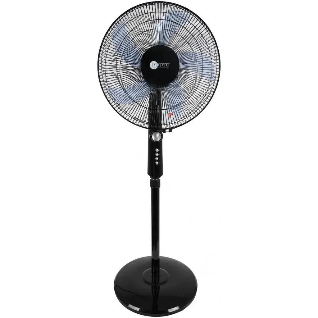 AFRA AF-1660BK Electric Stand Fan, 60W Motor, Adjustable Height, 5 Blades, G-Mark, ESMA, RoHS, And CB Certified, Black | AF-1660BK