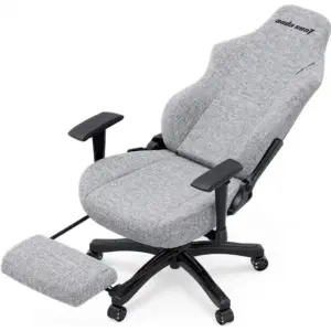 AndaSeat Luna Pro Gaming Chair, with Footrest, Fabric Linen Upholstery Material, 1D Armrest, 60mm Casters w/PU Rubber, Class 4 Hydraulic Pistons, 90° to 160° Adjustable Backtilt, Gray | AD18T-44-G-F
