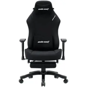 AndaSeat Luna Pro Gaming Chair, with Footrest, Fabric Linen Upholstery Material, 1D Armrest, 60mm Casters w/PU Rubber, Class 4 Hydraulic Pistons, 90° to 160° Adjustable Backtilt, Black | AD18T-44-B-F