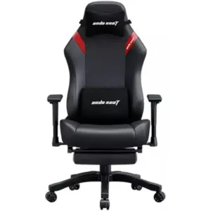 AndaSeat Luna Pro Gaming Chair, with Footrest, Fabric Linen Upholstery Material, 1D Armrest, 60mm Casters w/PU Rubber, Class 4 Hydraulic Pistons, 90° to 160° Adjustable, Black/Red | AD18T-44-BR-PV