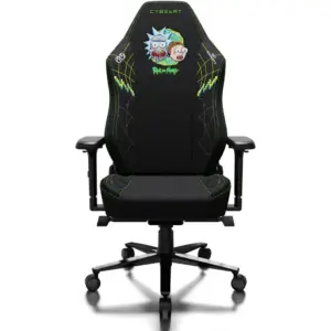 Cybeart Rick and Morty Gaming Chair, Premium APEX 2.0 Licensed Gaming Chair, Enduraweave Fabric, 4D Adjustable Armrests, Cold-Cured Foam, Adjustable Lumbar Support, Black/Green | GC-FABAPEX-RAM01
