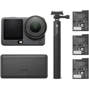 DJI Osmo Action 6 Adventure Combo, 38MP 1/1.1" Square CMOS Sensor, 155° FOV, Up to UHD 4K120 Video, 8K Still Photos, 3 Stereo Mics, OsmoAudio, Voice Control, Waterproof to 65.6', Black | ADVCMB