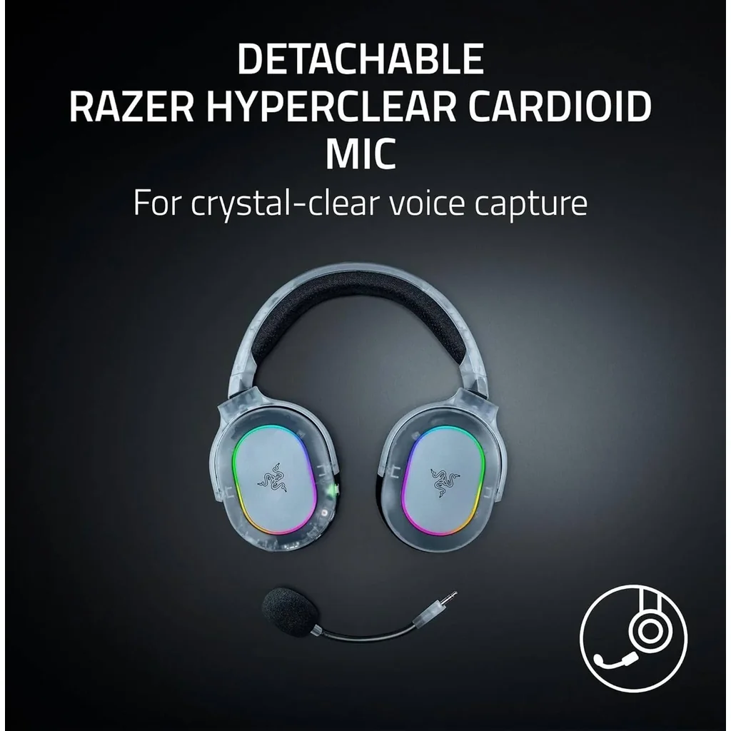 Razer Barracuda X Chroma Gaming Headphones, 40mm Razer TriForce, Detachable Razer HyperClear Cardioid Mic, 7.1 Surround Sound, 6-Zone Earcup Lighting, Phantom White | RZ04-05220400-R3M1 - Image 6