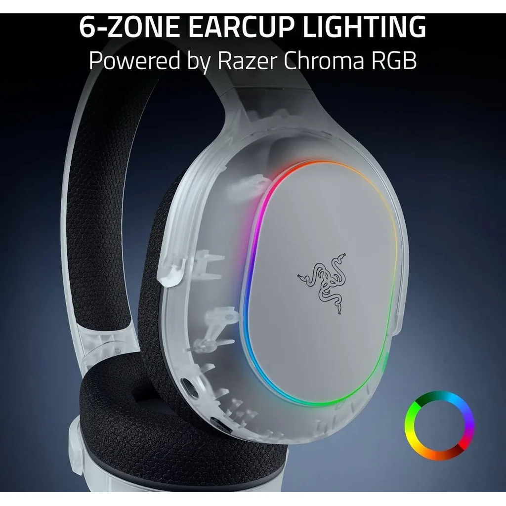 Razer Barracuda X Chroma Gaming Headphones, 40mm Razer TriForce, Detachable Razer HyperClear Cardioid Mic, 7.1 Surround Sound, 6-Zone Earcup Lighting, Phantom White | RZ04-05220400-R3M1 - Image 7