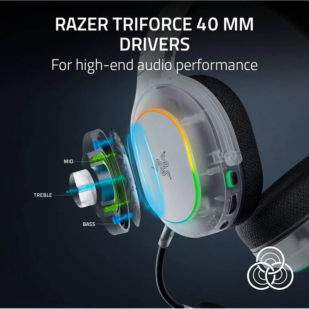 Razer Barracuda X Chroma Gaming Headphones, 40mm Razer TriForce, Detachable Razer HyperClear Cardioid Mic, 7.1 Surround Sound, 6-Zone Earcup Lighting, Phantom White | RZ04-05220400-R3M1 - Image 9