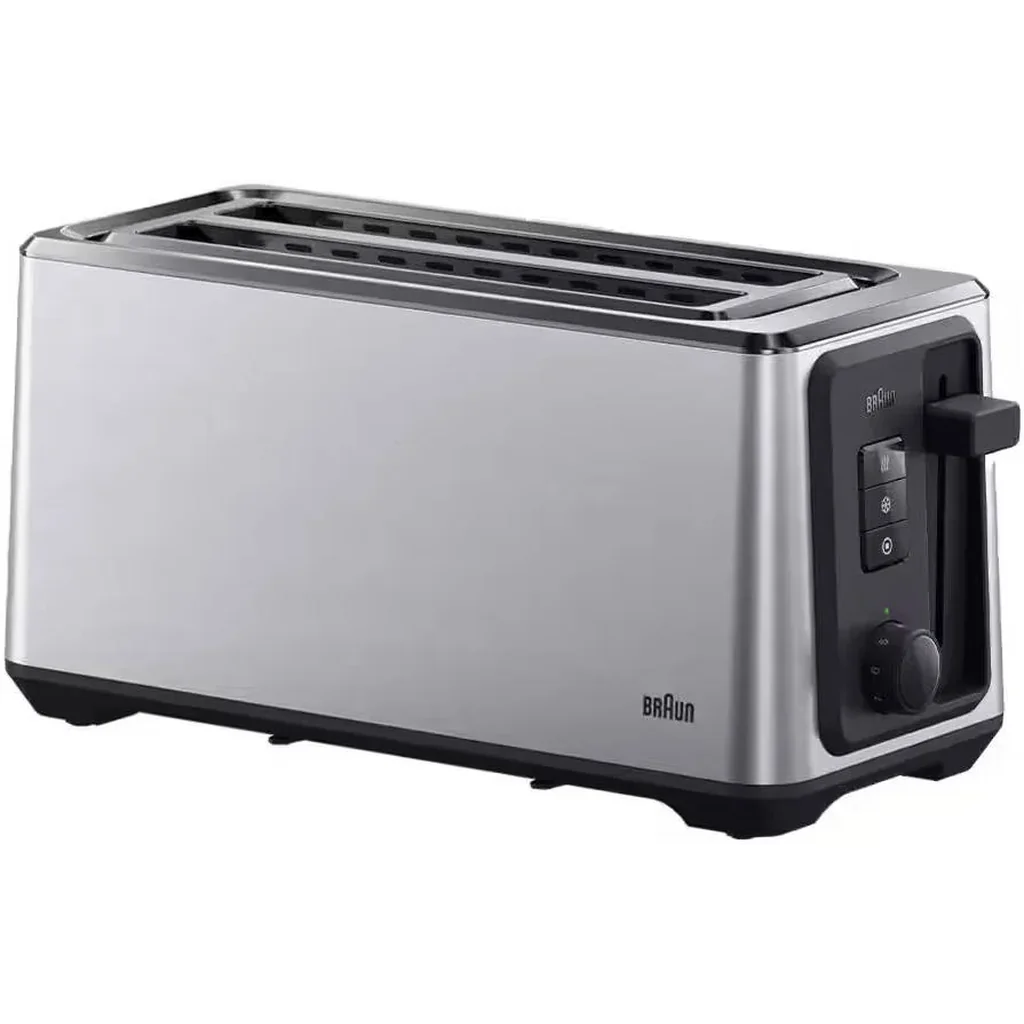 Braun HT 5220 Identity Toaster, Bread Roll Attachment, Warm-Up & Defrost Function, Intelligent Heat Regulation, 8 Variably Adjustable Tanning Levels, 2 Toasting Slots, Stainless Steel | HT 5220
