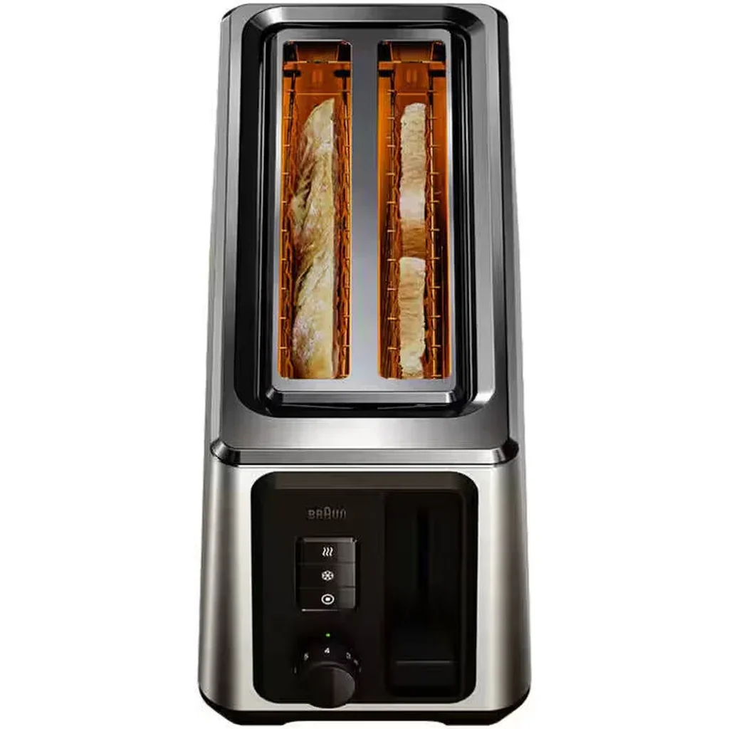Braun HT 5220 Identity Toaster, Bread Roll Attachment, Warm-Up & Defrost Function, Intelligent Heat Regulation, 8 Variably Adjustable Tanning Levels, 2 Toasting Slots, Stainless Steel | HT 5220 - Image 2