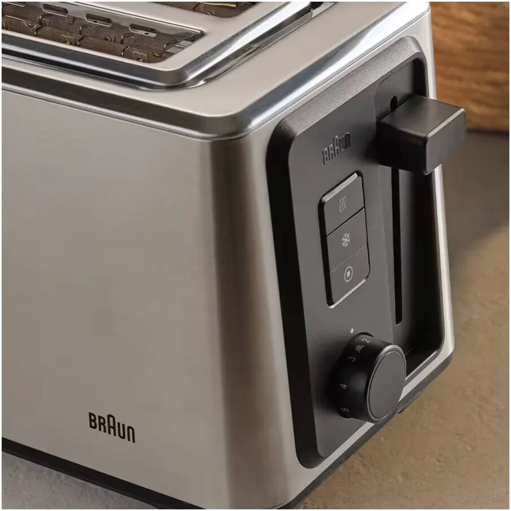 Braun HT 5220 Identity Toaster, Bread Roll Attachment, Warm-Up & Defrost Function, Intelligent Heat Regulation, 8 Variably Adjustable Tanning Levels, 2 Toasting Slots, Stainless Steel | HT 5220 - Image 3