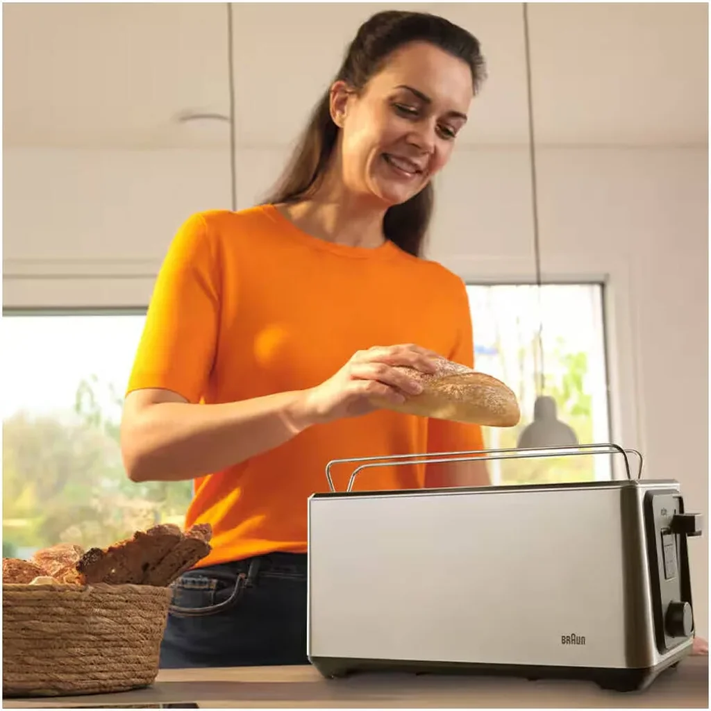 Braun HT 5220 Identity Toaster, Bread Roll Attachment, Warm-Up & Defrost Function, Intelligent Heat Regulation, 8 Variably Adjustable Tanning Levels, 2 Toasting Slots, Stainless Steel | HT 5220 - Image 5