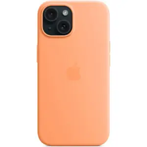 Apple Silicone Case with MagSafe, Compatible with iPhone 15 Plus, Built-In Magnets, Silicone Material, Orange Sorbet | MT173ZM/A / FE/A