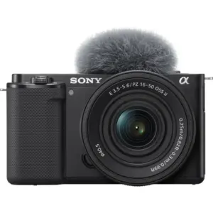 Sony ZV-E10 Mirrorless Camera with 16-50mm Lens, 24.2MP APS-C Exmor CMOS Sensor, 3.0" Side Flip-Out Touchscreen LCD, Vertical Support, 425-Point Fast Hybrid AF, Black | ZV-E10