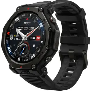 Amazfit T-Rex 3 Pro Smartwatch, 1.5" AMOLED Display, 180+ Sports Modes, Titanium Bezel, Dual Band GPS, Offline Maps, 25 Day Battery, Integrated Torch, 10 ATM, 48mm Sapphire, Black | ES-TRex