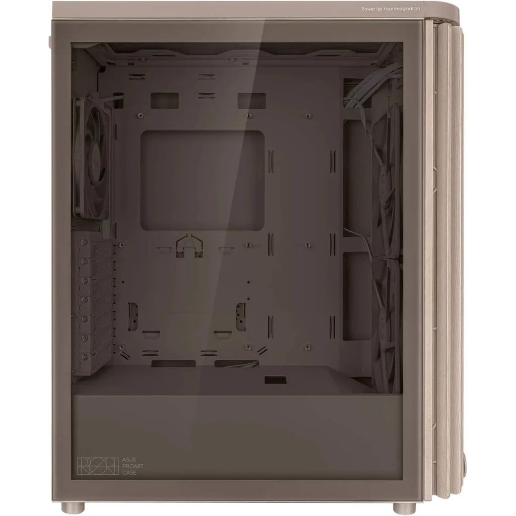 ASUS ProArt PA401 Wood Edition Computer Case, Tempered Glass Panel, 2x 160mm & 1x 120mm Pre-Installed Fans, Up to 240mm Radiator & 5x Fan Support, Removable Dust Filters, Beige | 90DC00M7-B39010 - Image 2