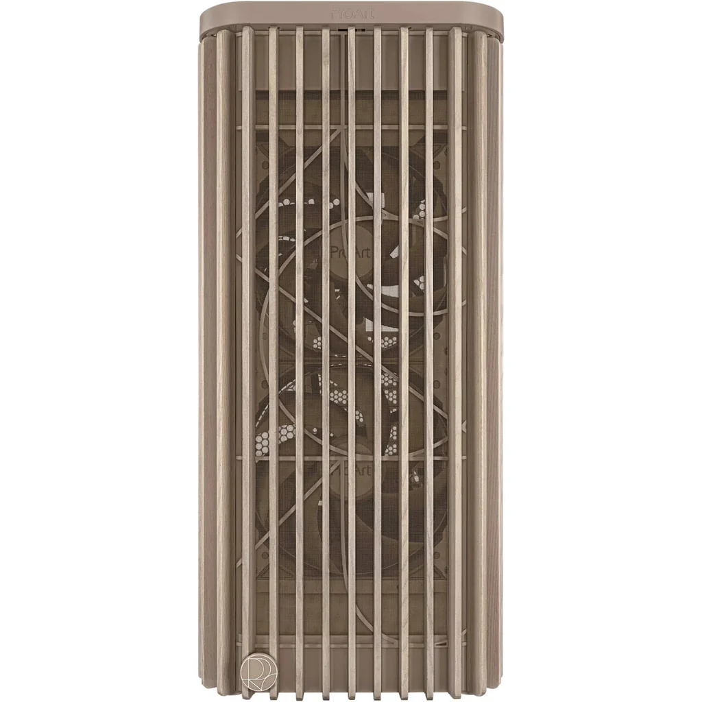 ASUS ProArt PA401 Wood Edition Computer Case, Tempered Glass Panel, 2x 160mm & 1x 120mm Pre-Installed Fans, Up to 240mm Radiator & 5x Fan Support, Removable Dust Filters, Beige | 90DC00M7-B39010 - Image 5