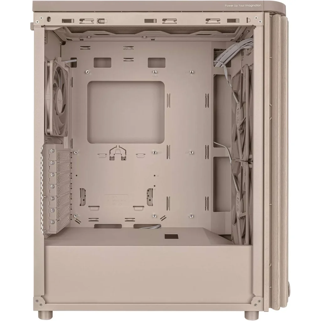 ASUS ProArt PA401 Wood Edition Computer Case, Tempered Glass Panel, 2x 160mm & 1x 120mm Pre-Installed Fans, Up to 240mm Radiator & 5x Fan Support, Removable Dust Filters, Beige | 90DC00M7-B39010 - Image 8