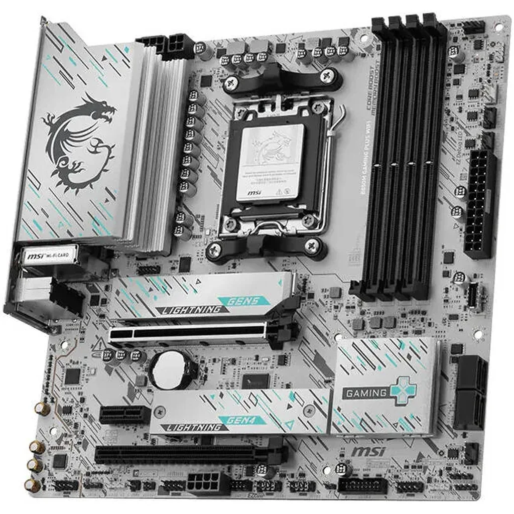 MSI B850M GAMING PLUS WIFI AM5 mATX Motherboard, AMD B850 Chipset, 4x DDR5 UDIMM, Up to 256GB Max Memory, 1x PCI-E x16 Support, 2x M.2 Slot, White | 911-7E66-001 - Image 2
