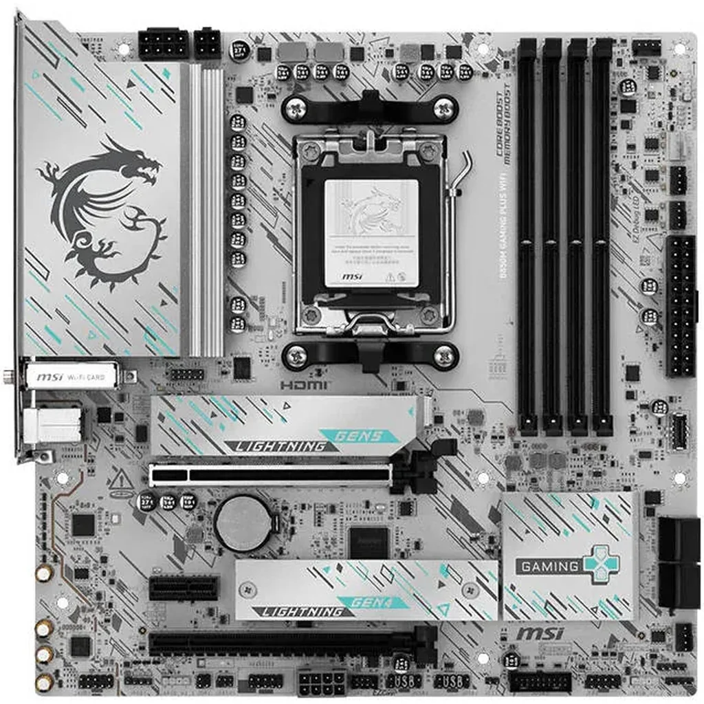 MSI B850M GAMING PLUS WIFI AM5 mATX Motherboard, AMD B850 Chipset, 4x DDR5 UDIMM, Up to 256GB Max Memory, 1x PCI-E x16 Support, 2x M.2 Slot, White | 911-7E66-001 - Image 3