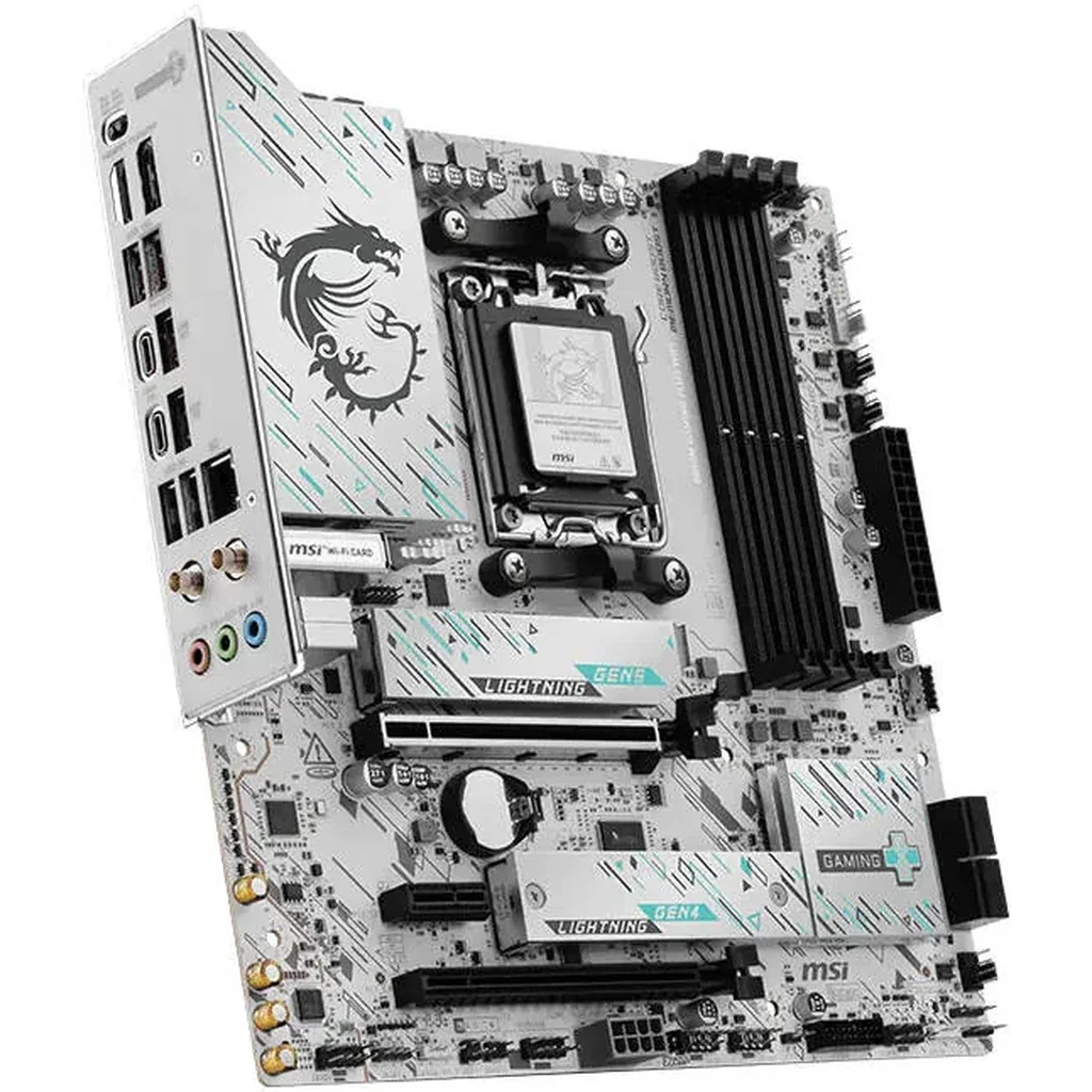 MSI B850M GAMING PLUS WIFI AM5 mATX Motherboard, AMD B850 Chipset, 4x DDR5 UDIMM, Up to 256GB Max Memory, 1x PCI-E x16 Support, 2x M.2 Slot, White | 911-7E66-001 - Image 4