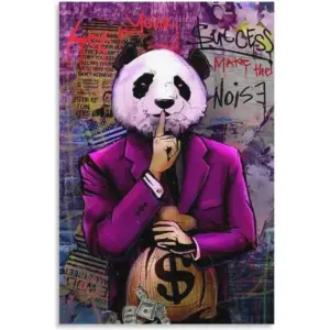 ALAYRA Poster The World is Yours Canvas Painting Smell Money Picture for Living Room (04-Panda, 12x16inch-Unframe) 01