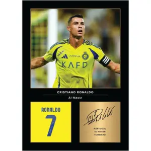 ALAYRA Cristiano Ronaldo Al Nassr FC Signed A4 Printed Photo Picture Display Gift For Real Madrid Fans Digitally Reproduced Signature Unframed 01