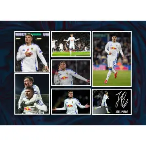 ALAYRA Joel Piroe - Leeds United Signed A4 Montage Autograph Photo Print WIth Pre Printed Signature Which Would Make A Superb Gift For Any Fan. 01