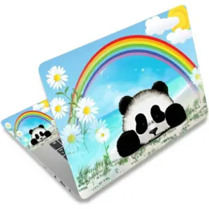 ALAYRA Laptop Skin Sticker Decal, 12" 13" 13.3" 14" 15" 15.4" 15.6 inch Personalized Laptop Vinyl Skin Sticker Cover Art Decal Universal Protector Notebook PC Cover Case (Panda & Rainbow) 01