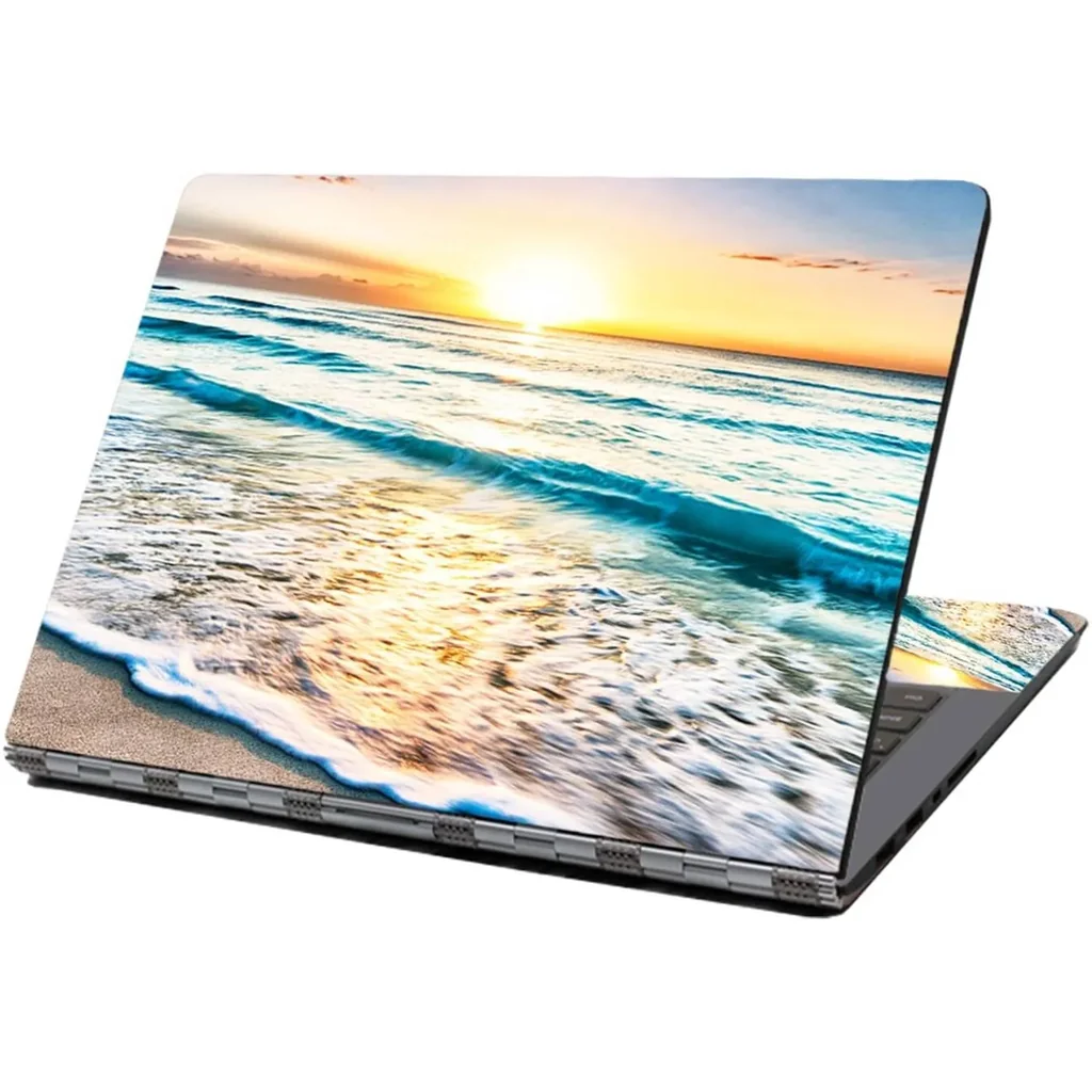 ALAYRA Laptop Skin Sticker, 13.3 14 15 15.4 15.6 inch Laptop Skins, Universal Vinyl Decal, Dustproof Scratch Resistant Reusable Cover Protector with Free 2 Wrist Pads (Sea and Beach) 01