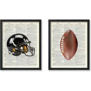 ALAYRA Poster Master 2-Piece Sports Poster - Football Print and Helmet Art - Dictionary Art - Physical Education - Great Gym or Office Wall Decor - 8x10 Unframed 01