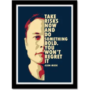 ALAYRA Elon Musk Motivational Quote Poster Framed for Room & Office decor home bedroom living room wall art inspirational entrepreneur success wall hanging Decor. 01