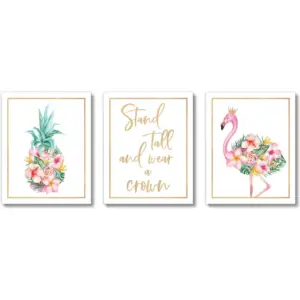 ALAYRA Girls Room Wall Decor Art Prints - (UNFRAMED 8 x 10) - Inspirational Wall Art, Motivational Quotes Posters for Girls, Teens, Tween, Women Office Bedroom, Dorm, Desk -Flamingo Flo 01