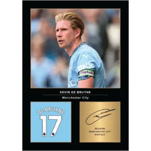 ALAYRA Kevin De Bruyne Manchester City A4 Printed Photo Display Digitally Reproduced Signature Football/Soccer Fan Gift Unframed Man City Memorabilia Poster 01