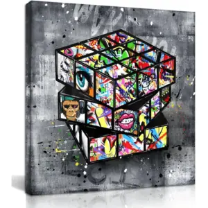 ALAYRA Large Wall Pictures For Living Room Decor - Street Graffiti Art Paintings Canvas Wall Art Ready to Hang 36"W x 36"H 01