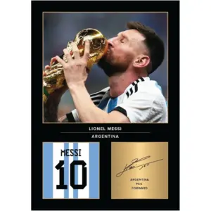 ALAYRA Lionel Messi World Cup A4 Printed Photo Display Digitally Reproduced Signature Football/Soccer Fan Gift Unframed Argentina Memorabilia Poster 01