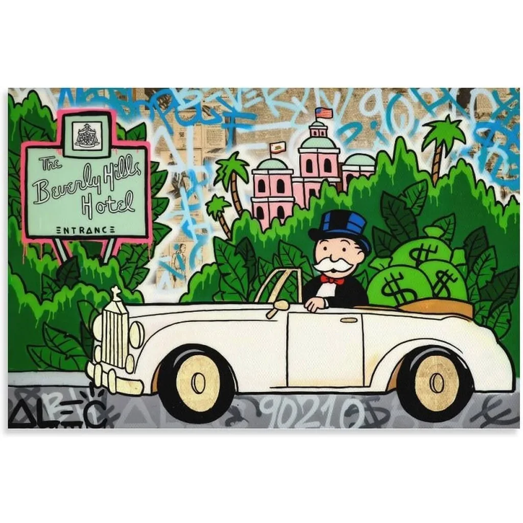 ALAYRA Poster The World is Yours Canvas Painting Smell Money Picture for Living Room (16-Hill Hotel, 16x24inch-Unframe) 01