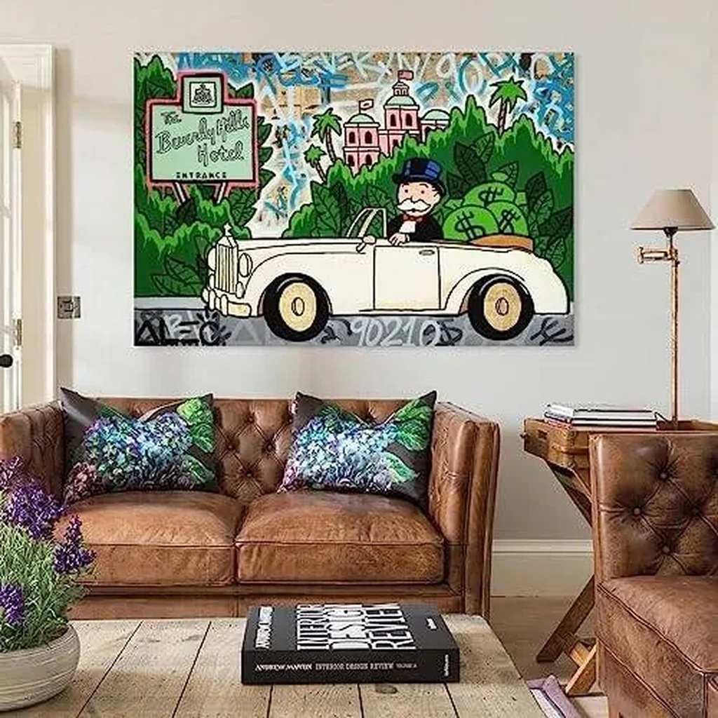 ALAYRA Poster The World is Yours Canvas Painting Smell Money Picture for Living Room (16-Hill Hotel, 16x24inch-Unframe) 01 - Image 2
