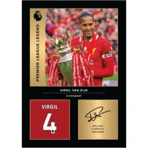 ALAYRA Virgil Van Dijk Liverpool Legends A4 Printed Photo Display Digitally Reproduced Signature Football/Soccer Fan Gift Unframed Liverpool Memorabilia Poster 01