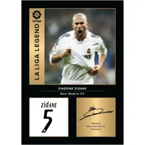 ALAYRA Zinedine Zidane Real Madrid Legends A4 Printed Photo Display Digitally Reproduced Signature Football/Soccer Fan Gift Unframed Real Madrid Memorabilia Poster 01