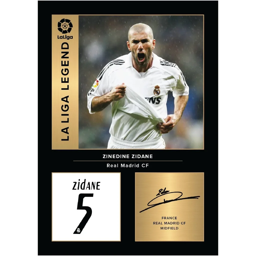 ALAYRA Zinedine Zidane Real Madrid Legends A4 Printed Photo Display Digitally Reproduced Signature Football/Soccer Fan Gift Unframed Real Madrid Memorabilia Poster 01