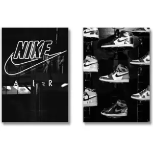 ALAYRA (UNFRAMED 12 x 16 Set of 2) Michael Jordan Shoes Sneaker Poster Sneakerhead Posters Air Jordans Teen Boy Room Girl Room Wall Art Prints Bedroom, Dorm, Desk - Black 01